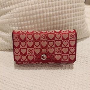 Brighton Canvas and Leather Heart Crossbody Wallet.